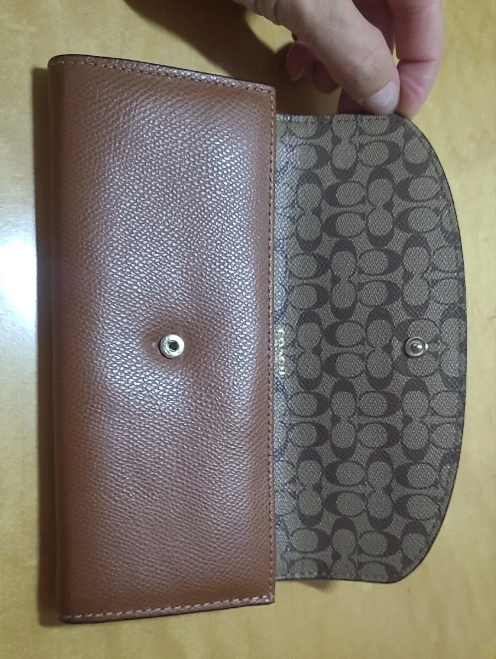 Coach Pebbled Leather Wallet in Warm Brown